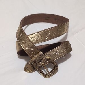 Gold Floral Embossed Belt